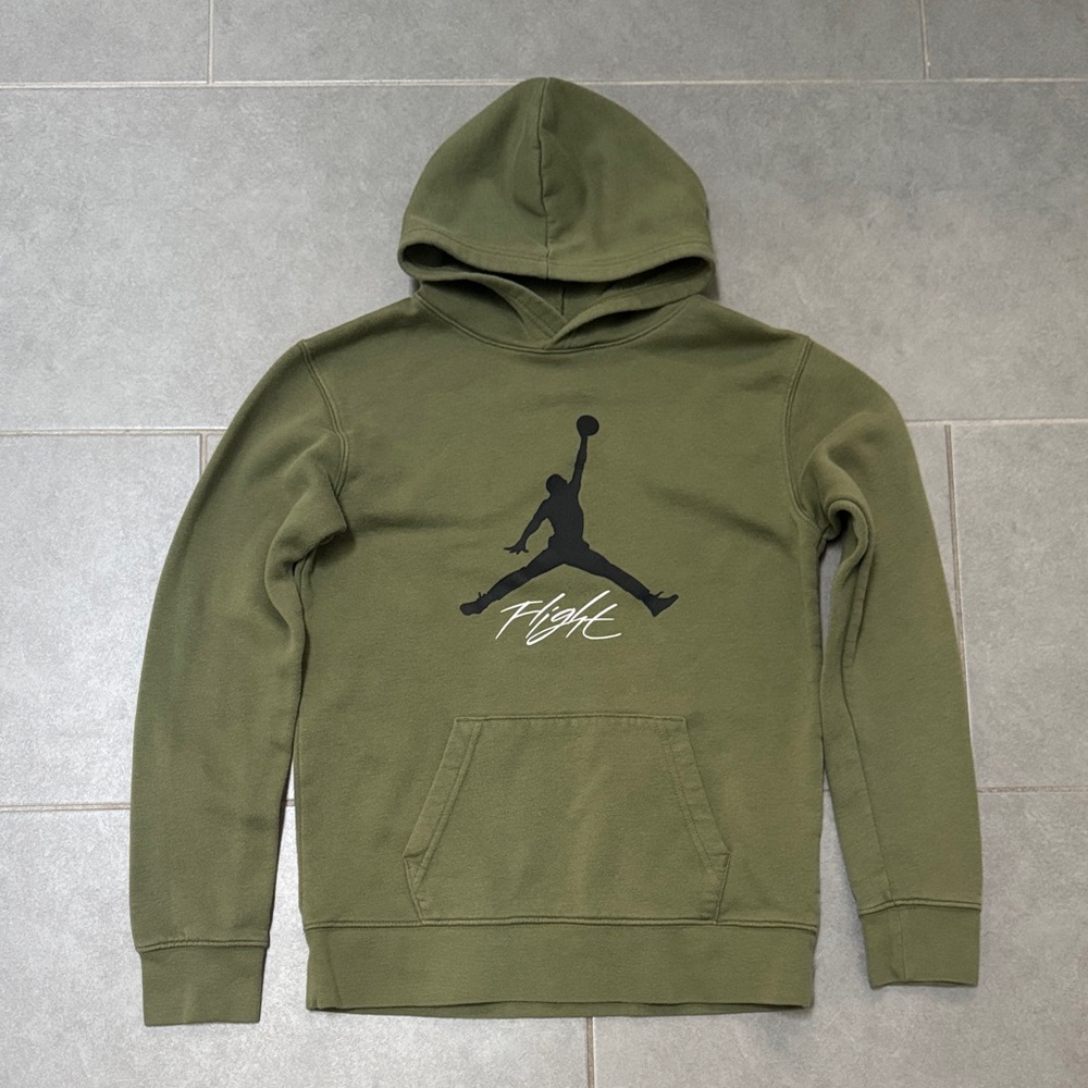 Jordan Olive Hoodie with Black Logo